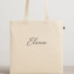 Tote Bag Brodé Personnalisé Beige - Prénom