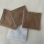 Lot de 5 cotons réutilisables - Vichy caramel