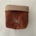 Panier de rangement - velours côtelé et broderie fleur