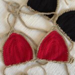 Haut de bikini en crochet 100% coton noir ou rouge