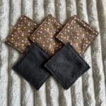 Lot de 5 cotons réutilisables - Fleurs marron