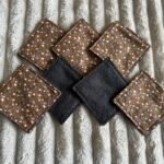 Lot de 7 cotons réutilisables - Fleurs marron