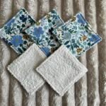 Lot de 5 cotons réutilisables - Liberty fleurs bleus