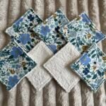 Lot de 7 cotons réutilisables - Liberty fleurs bleus